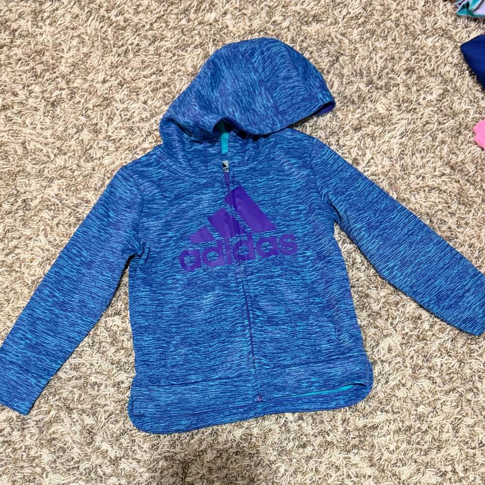 Adidas Toddler Girls 3T Blue and Purple Space Dye Fleece Lined Full-Zip Hoodie